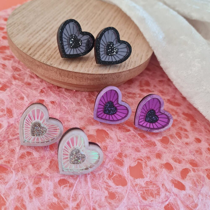 Cosmic Heart Stud Earrings by Cherryloco Jewellery 4