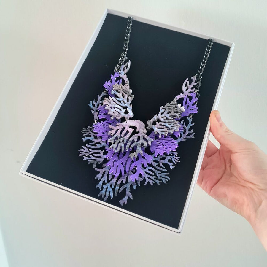 Cosmic Purple Seaweed Coral Charm Necklace by Cherryloco Jewellery 