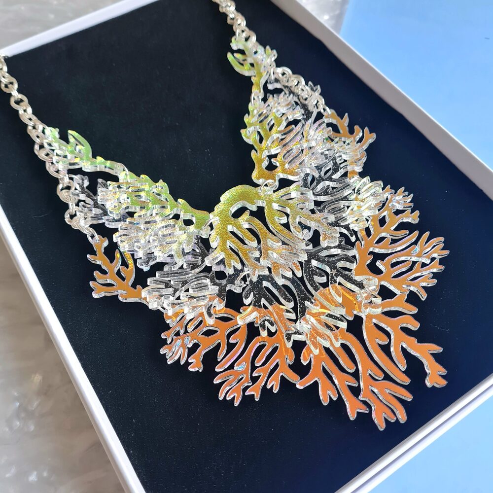 Cosmic Rainbow Seaweed Seagrass Charm Necklace by Cherryloco Jewellery 2