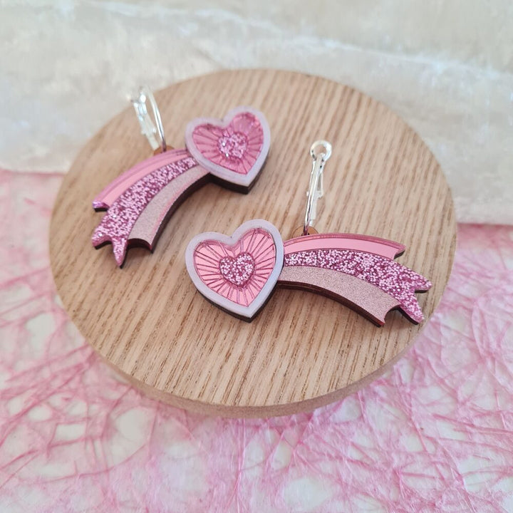 Cosmic Shooting Heart Hoop Earrings by Cherryloco Jewellery 3