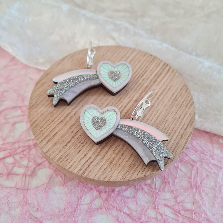 Cosmic Shooting Heart Hoop Earrings by Cherryloco Jewellery 4