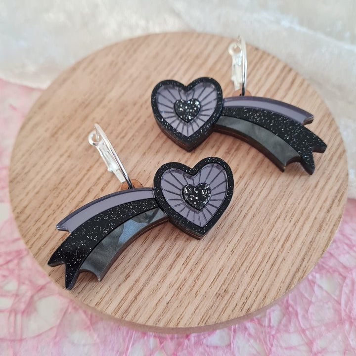 Cosmic Shooting Heart Hoop Earrings by Cherryloco Jewellery 6