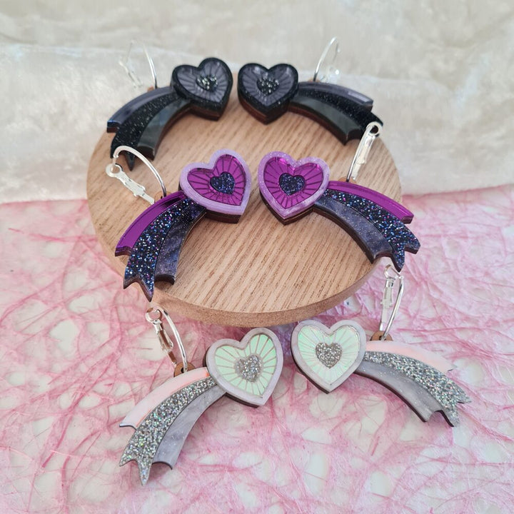 Cosmic Shooting Heart Hoop Earrings by Cherryloco Jewellery 7