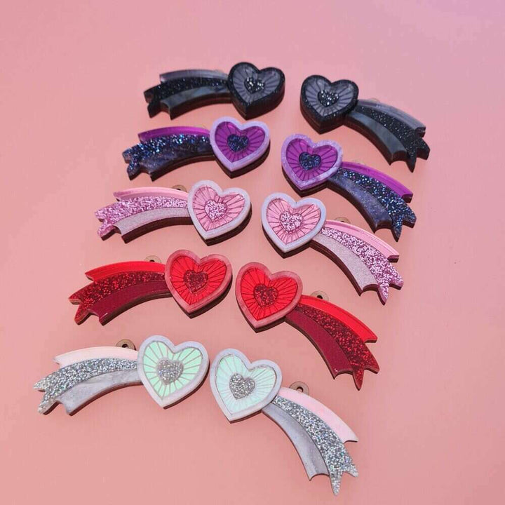 Cosmic Shooting Heart Hoop Earrings by Cherryloco Jewellery