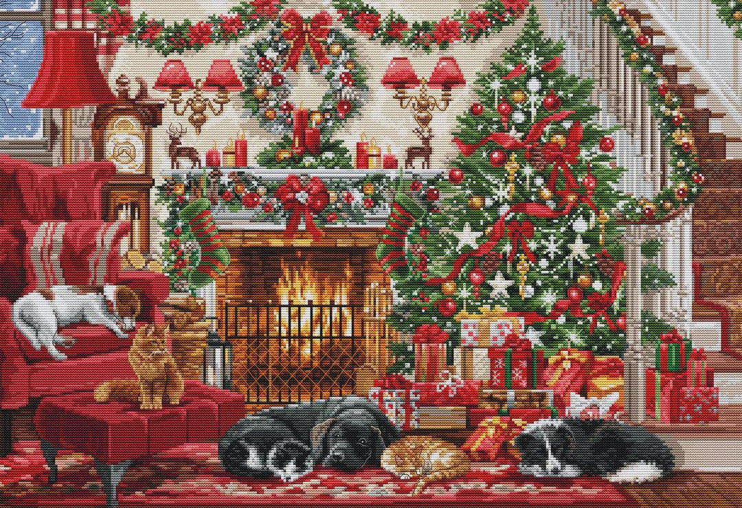 Cosy Fireplace BU5041L Counted Cross-Stitch Kit