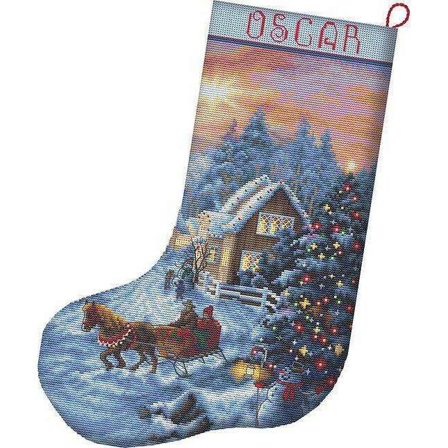 Counted Cross Stitch Kit Christmas Eve Stocking L8011