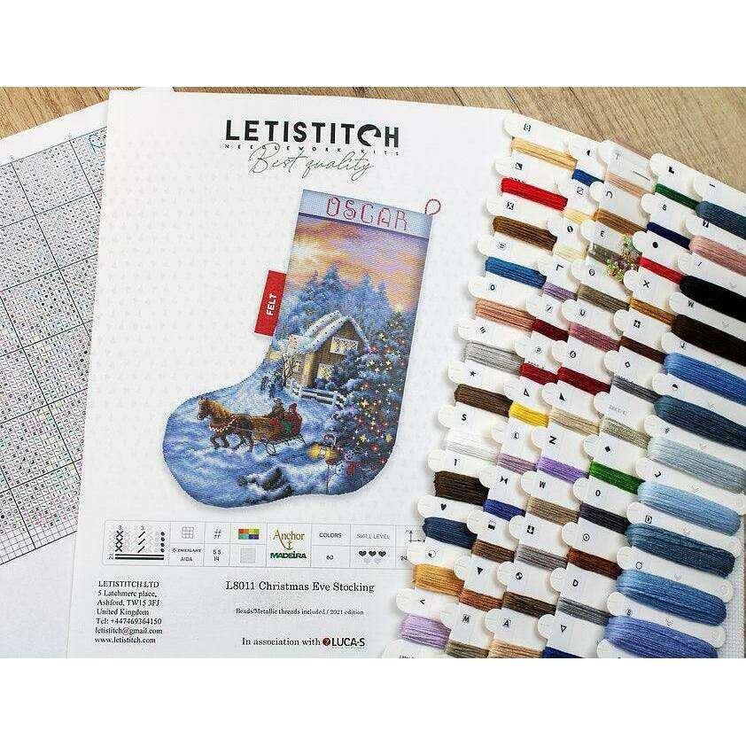 Counted Cross Stitch Kit Christmas Eve Stocking L8011