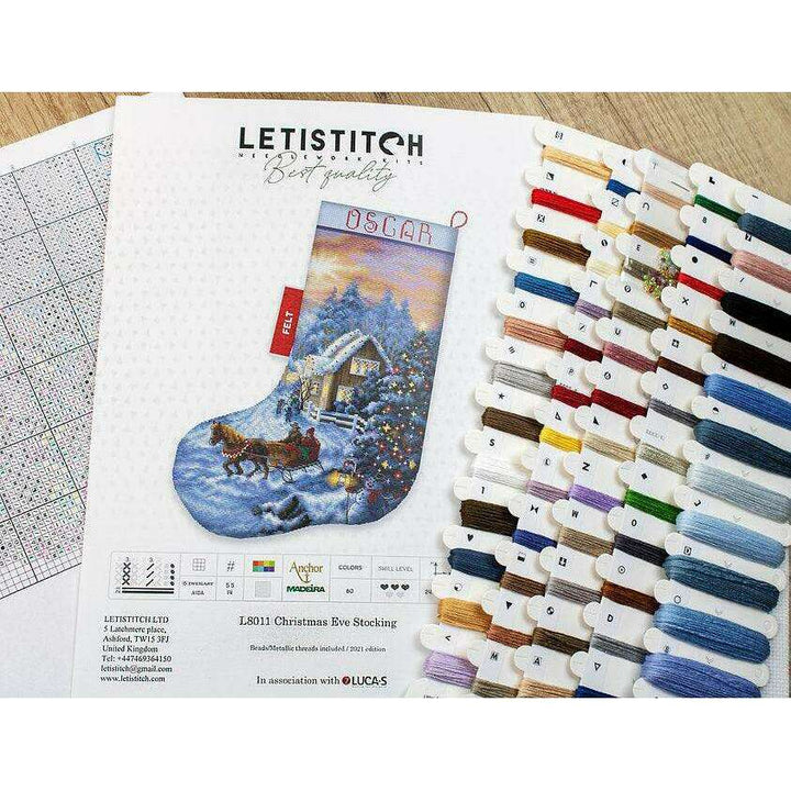 Counted Cross Stitch Kit Christmas Eve Stocking L8011