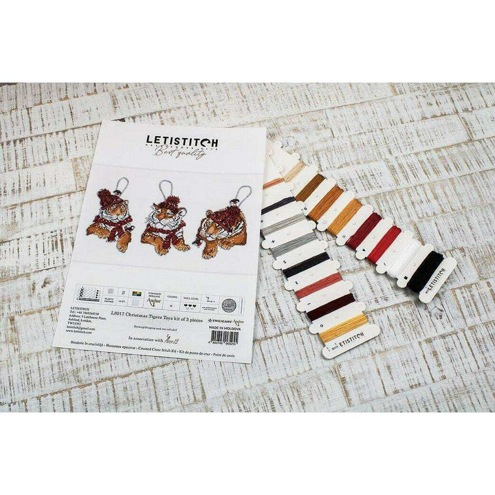Counted Cross Stitch Kit Christmas Tigers Toys set of 3 pcs L8017