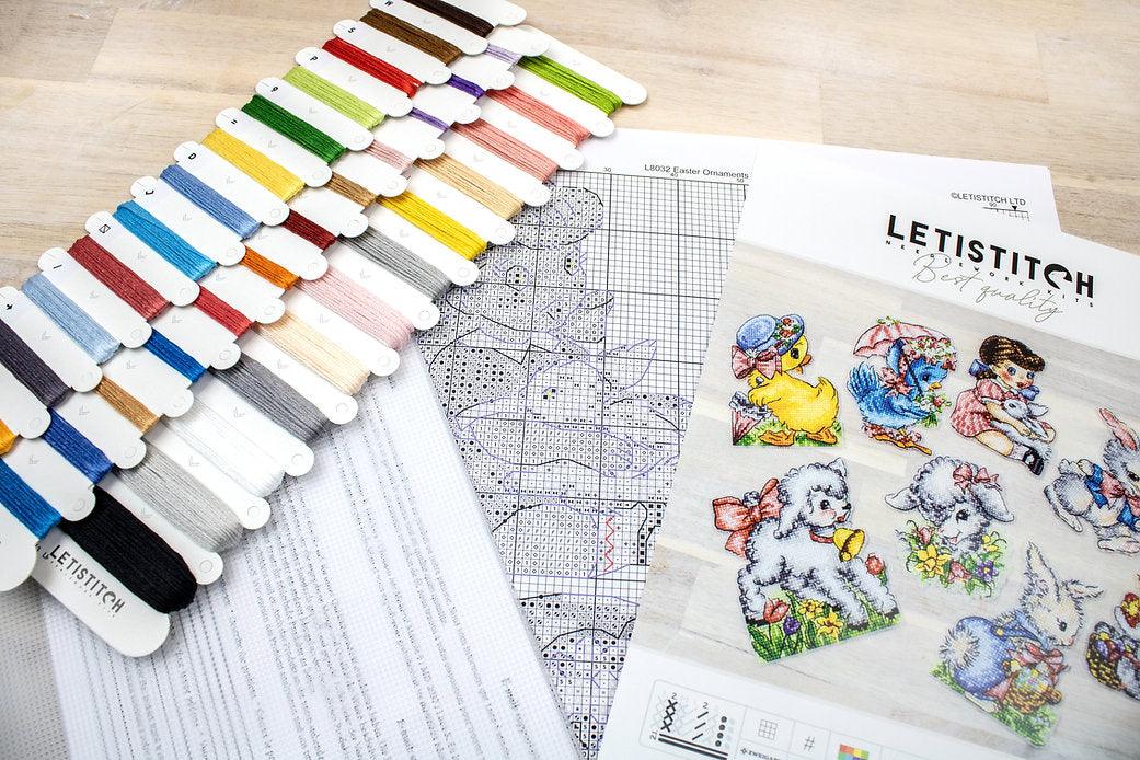 Counted Cross Stitch Kit Easter Ornaments kit of 8 pcs L8032