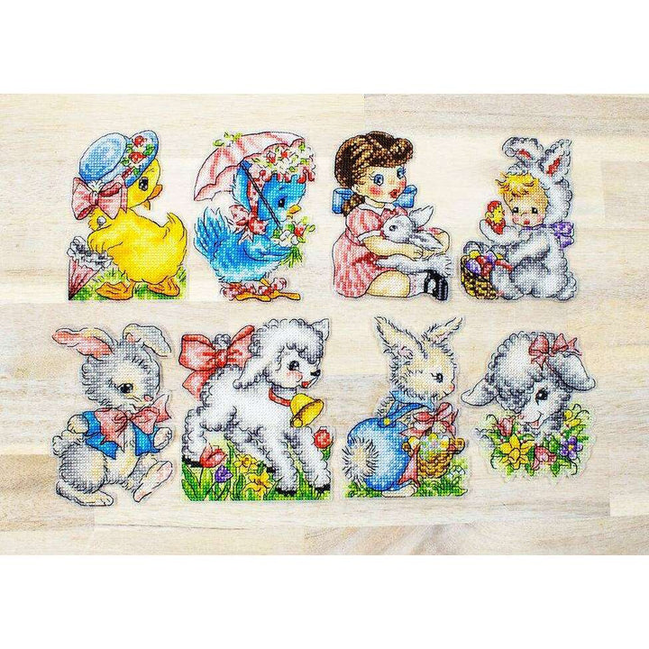 Counted Cross Stitch Kit Easter Ornaments kit of 8 pcs L8032