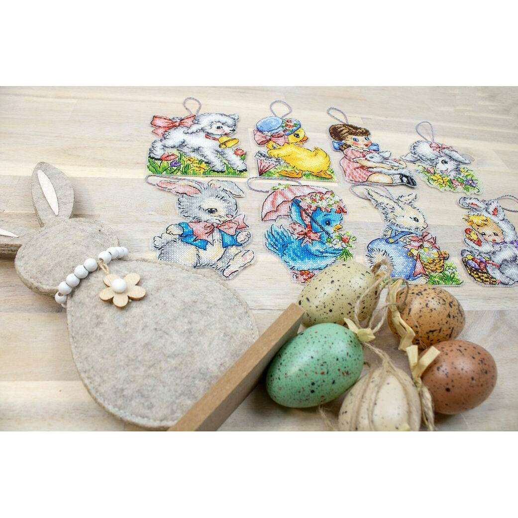 Counted Cross Stitch Kit Easter Ornaments kit of 8 pcs L8032