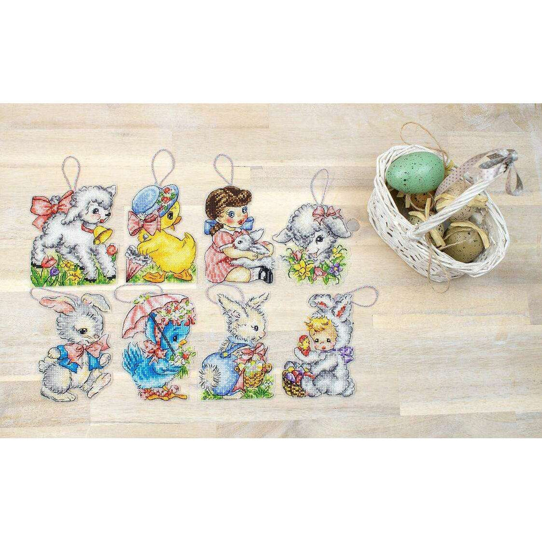 Counted Cross Stitch Kit Easter Ornaments kit of 8 pcs L8032