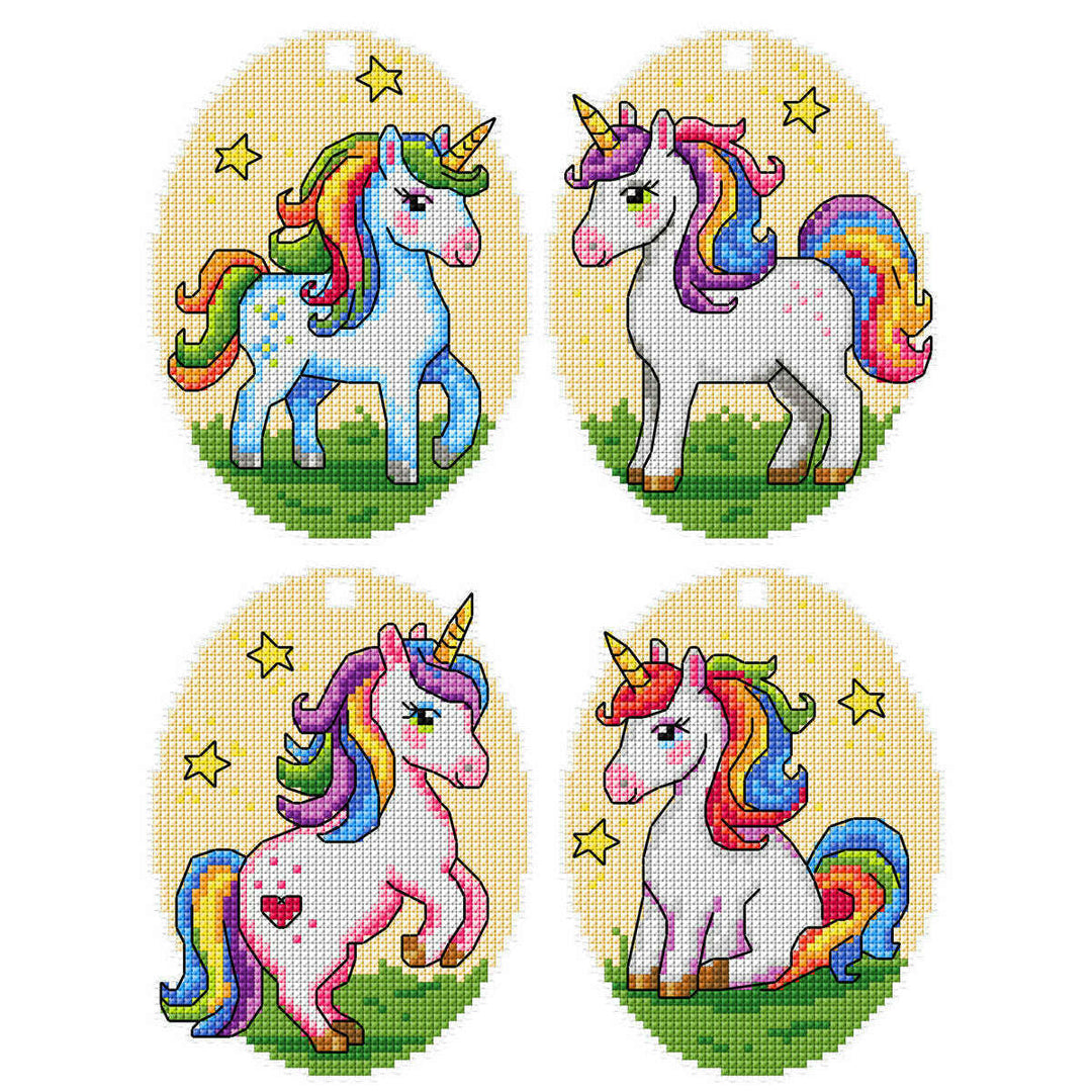 Counted Cross-Stitch Kit Rainbow Unicorns 209CS