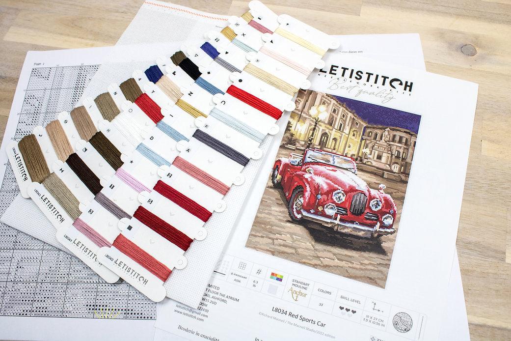 Counted Cross Stitch Kit Red Sports Car L8034