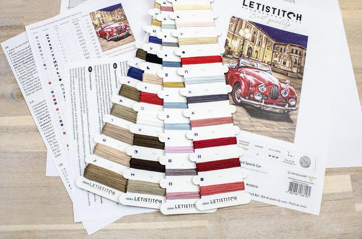 Counted Cross Stitch Kit Red Sports Car L8034