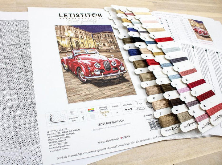 Counted Cross Stitch Kit Red Sports Car L8034