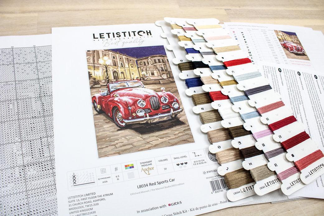 Counted Cross Stitch Kit Red Sports Car L8034
