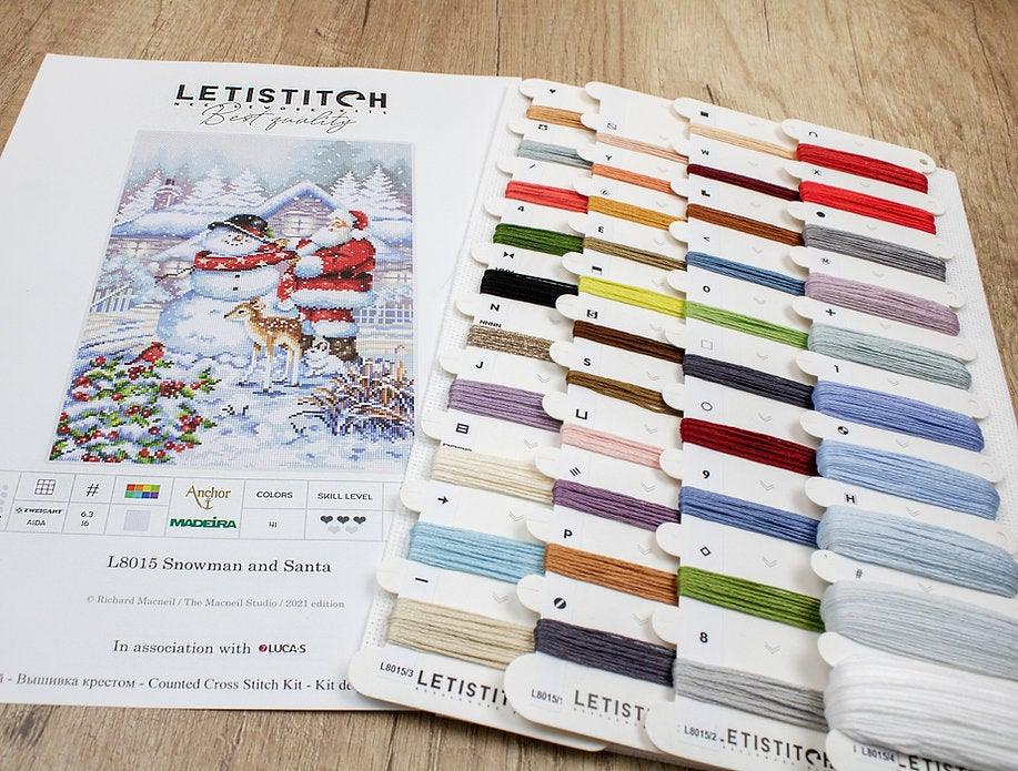 Counted Cross Stitch Kit Snowman and Santa L8015