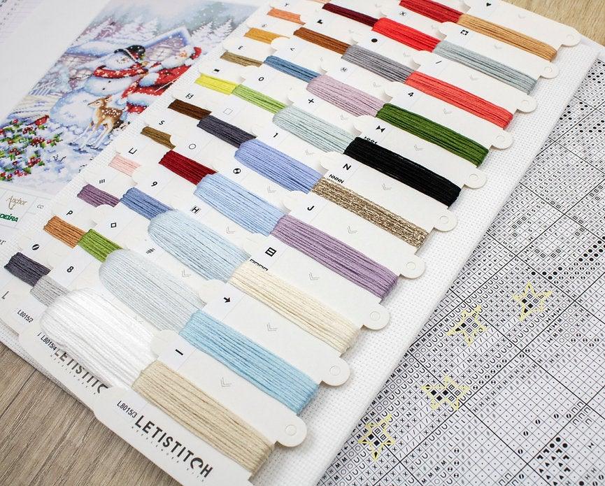 Counted Cross Stitch Kit Snowman and Santa L8015