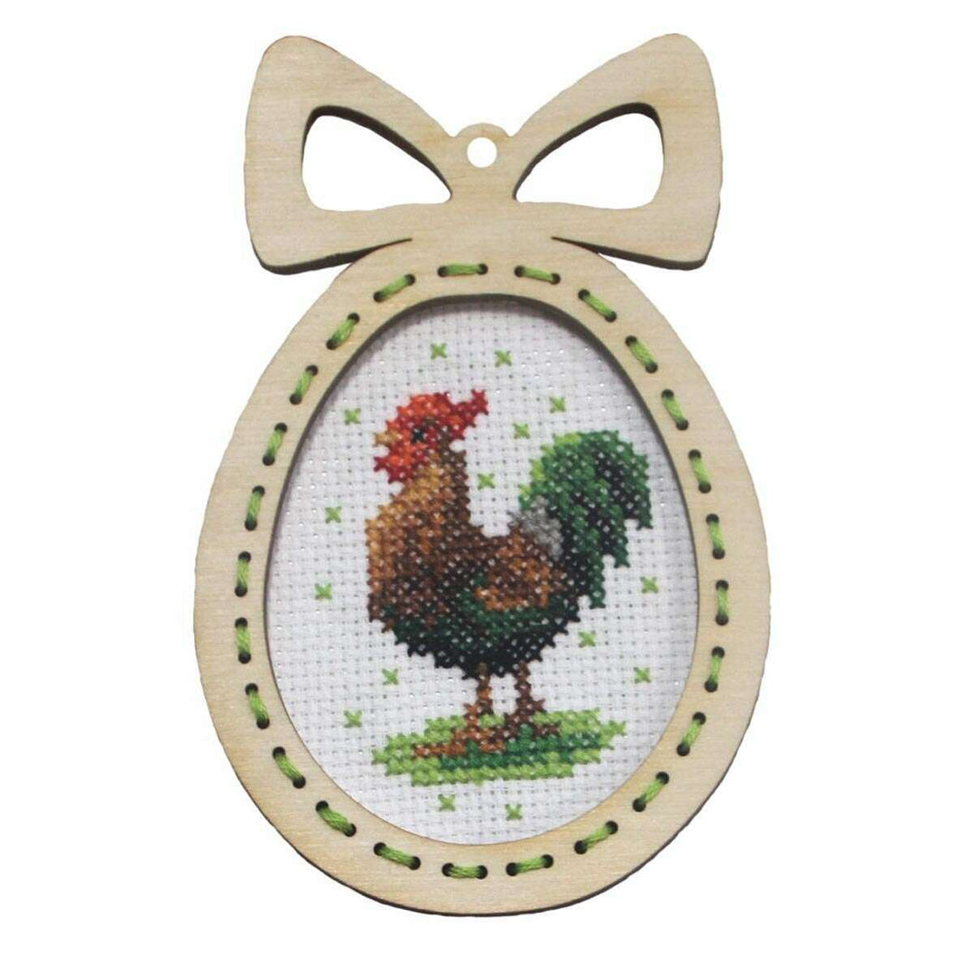 Counted cross stitch kit with plywood frame "Easter egg-Rooster" 6662