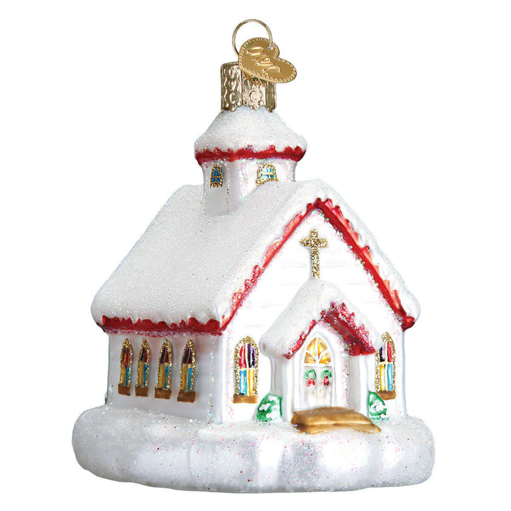 Old World Christmas Country Church Blown Glass Ornament