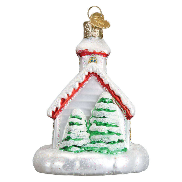 Old World Christmas Country Church Blown Glass Ornament