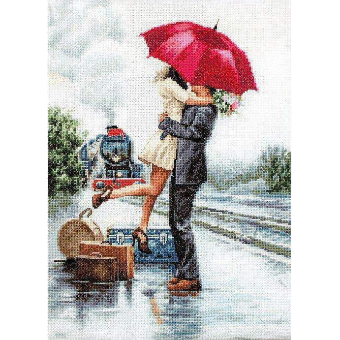 Couple on train station B2369L Counted Cross-Stitch Kit