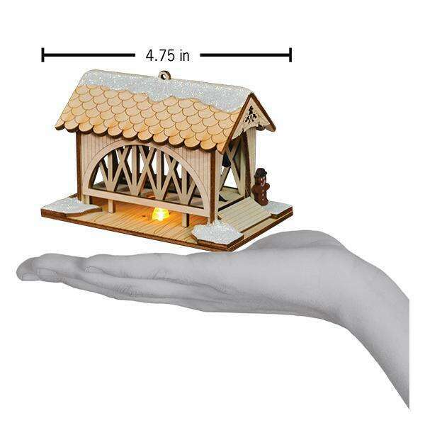 Old World Christmas Covered Bridge & Amish Buggy Blown Glass Ornament