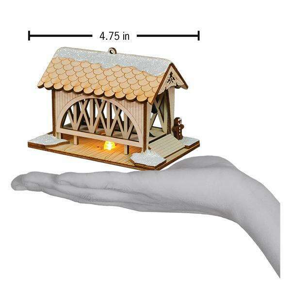 Old World Christmas Covered Bridge and Sleigh Blown Glass Ornament