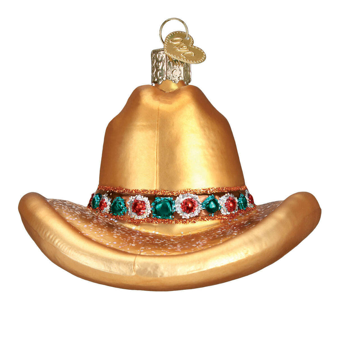 Old World Christmas Cowboy Hat Blown Glass Ornament