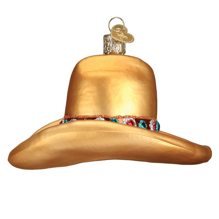 Old World Christmas Cowboy Hat Blown Glass Ornament