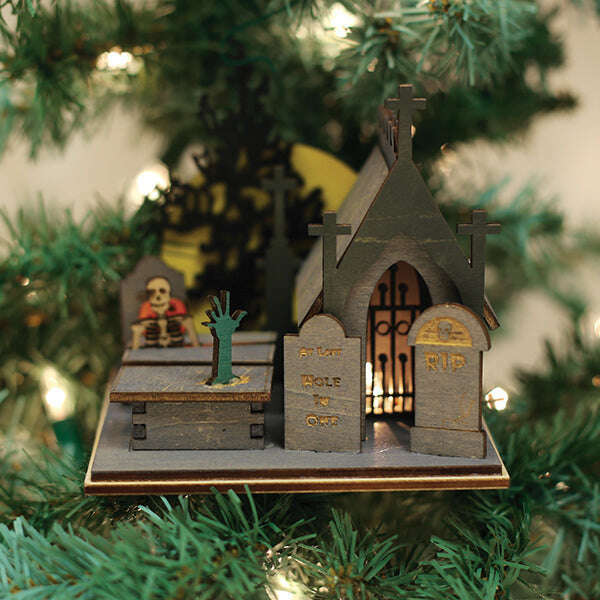 Old World Christmas Creepy Cemetery Blown Glass Ornament