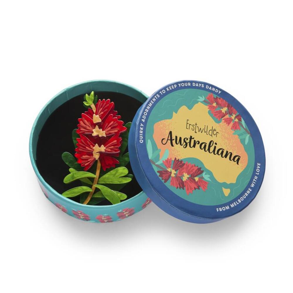 Crimson Bottlebrush Brooch by Erstwilder 2