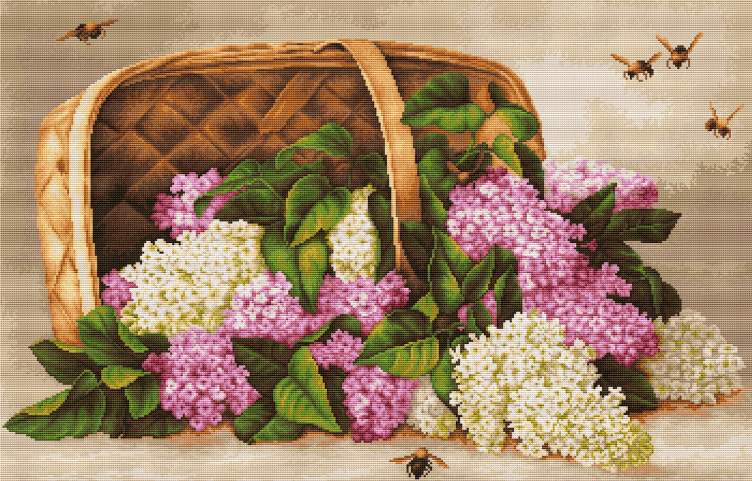 Lilac Basket Counted Cross-Stitch Kit by Luca-S B501L