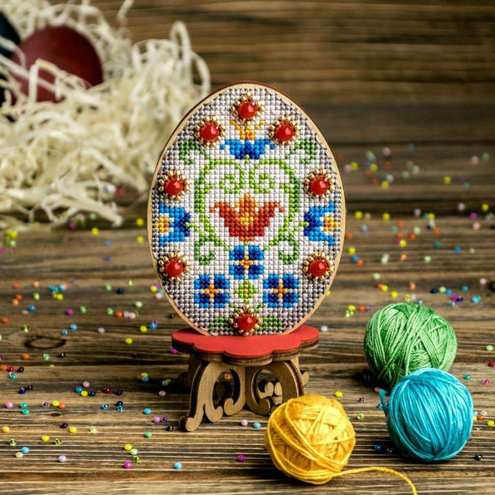 Cross-stitch kit on wood FLW-036