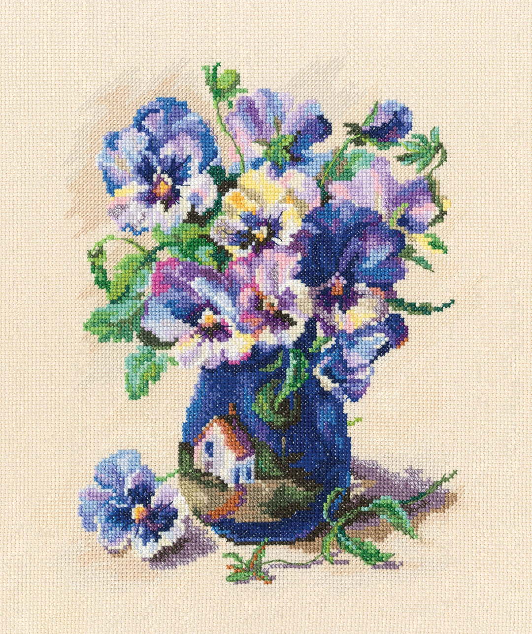 Cross-stitch Kit "Pansies in torquay pottery" M719