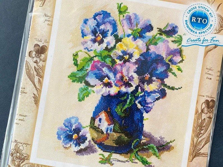 Cross-stitch Kit "Pansies in torquay pottery" M719