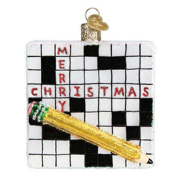 Old World Christmas Crossword Puzzle Blown Glass Ornament