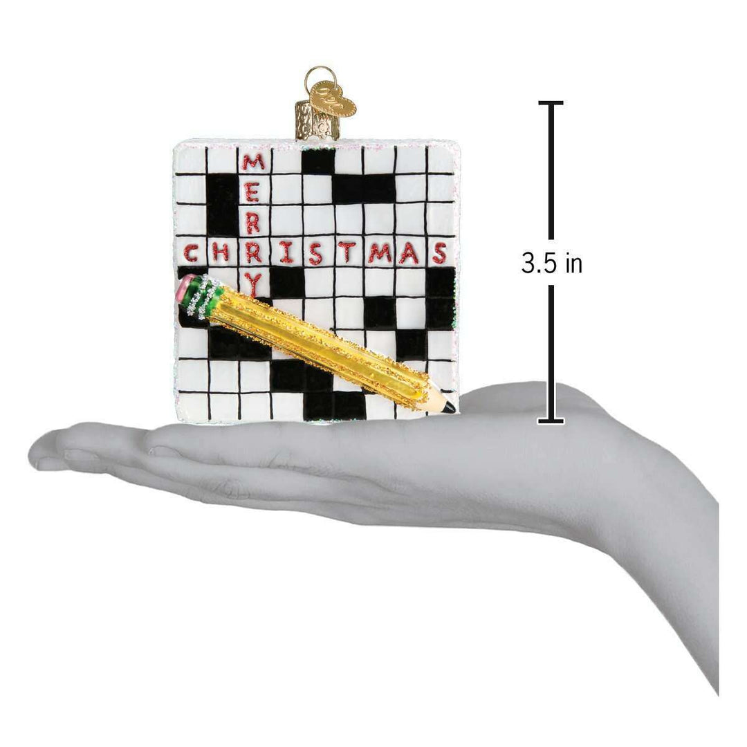 Old World Christmas Crossword Puzzle Blown Glass Ornament