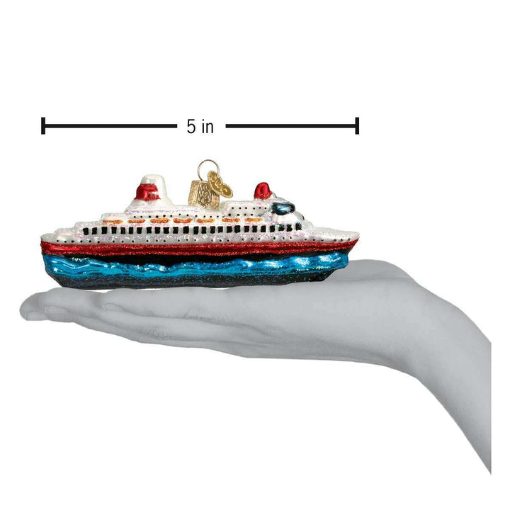 Old World Christmas Cruise Ship Blown Glass Ornament