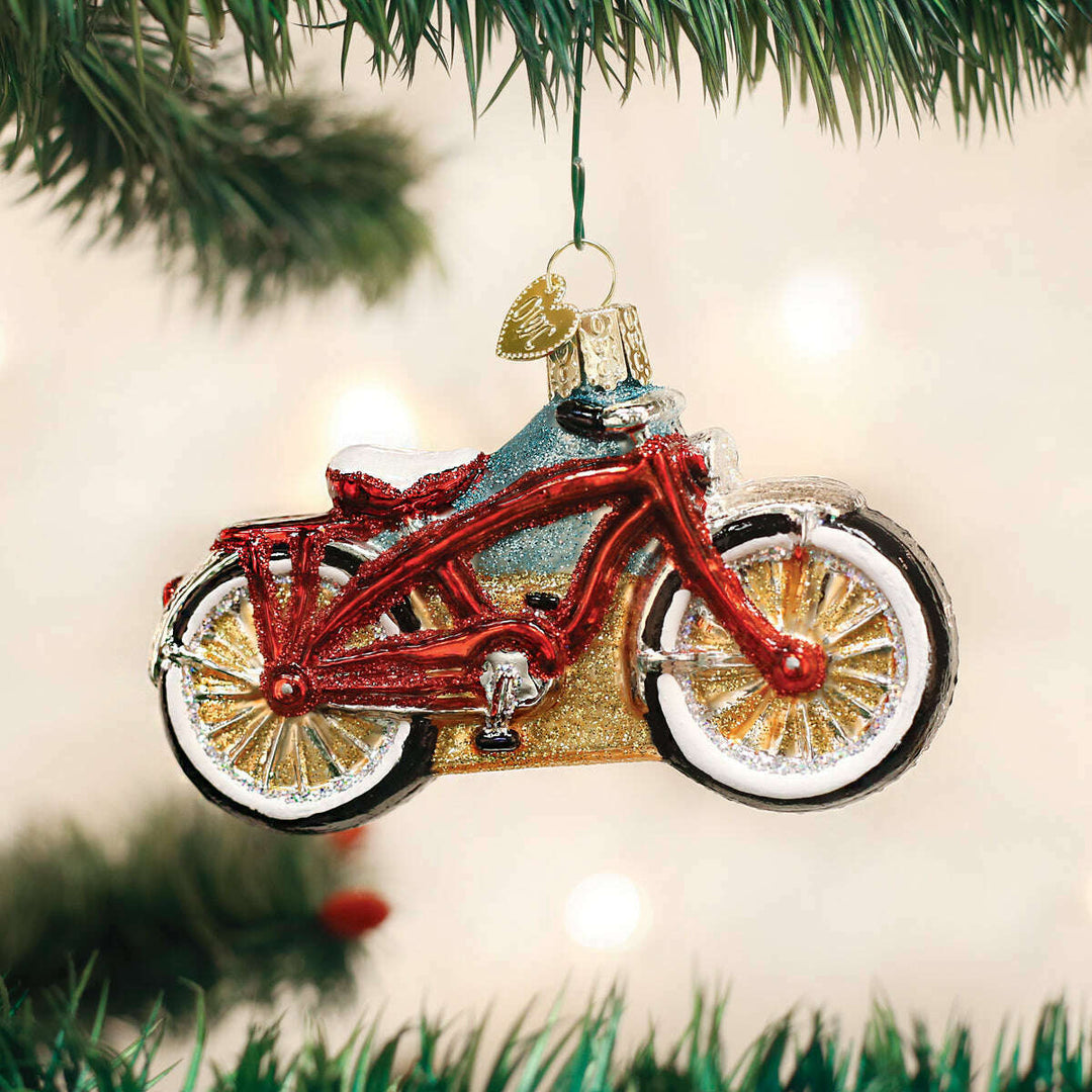 Old World Christmas Cruiser Bike Blown Glass Ornament