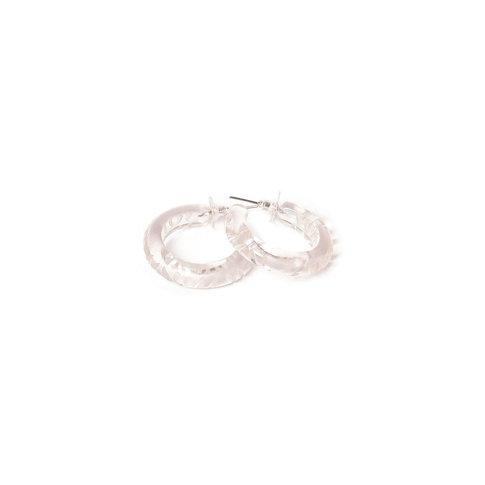 Crystal Heavy Carve Hoop Earrings by Splendette image