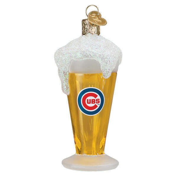 Old World Christmas Cubs Glass Of Beer Blown Glass Ornament