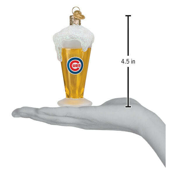 Old World Christmas Cubs Glass Of Beer Blown Glass Ornament