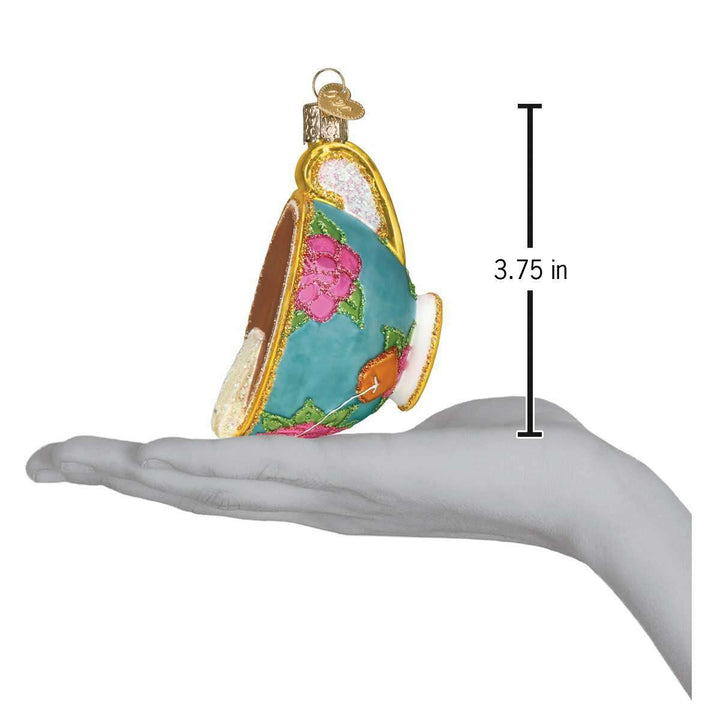 Old World Christmas Cup of Tea Blown Glass Ornament