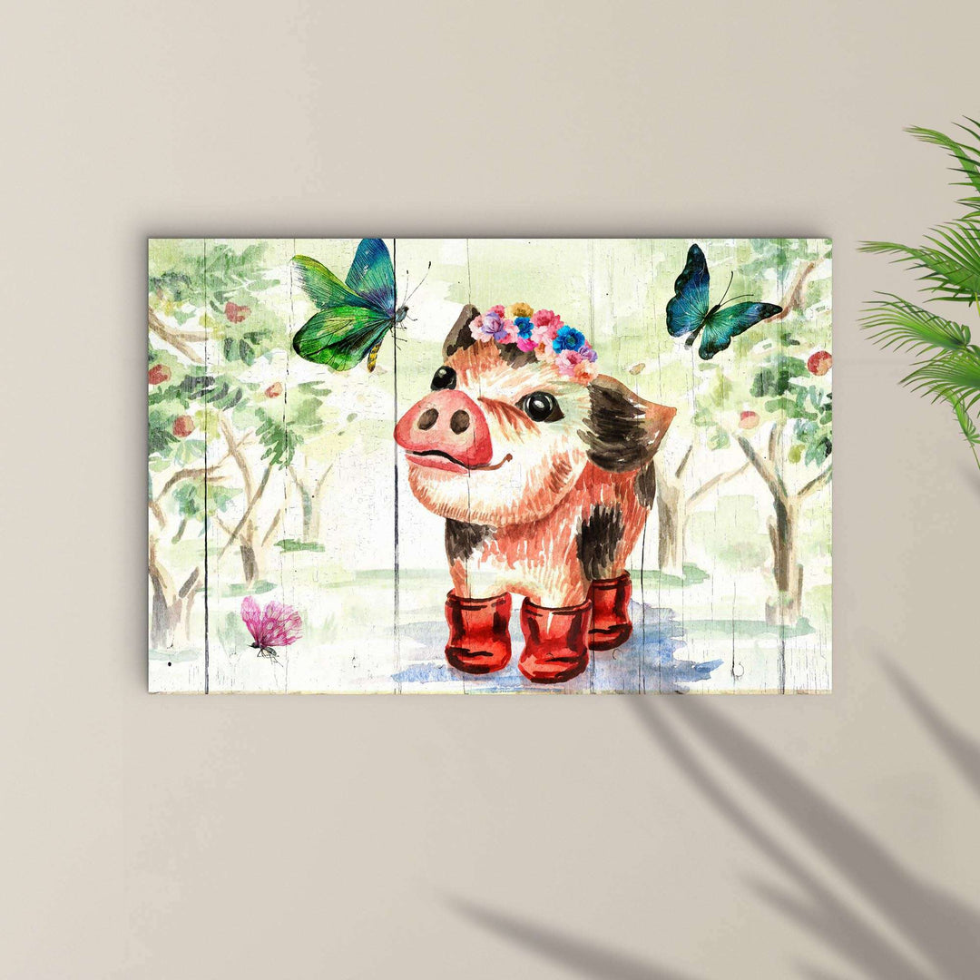 Cute Little Pig Canvas Wall Art