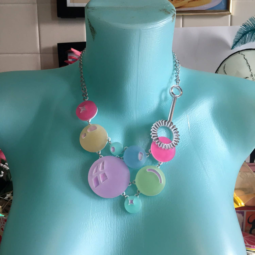 Pastel Rainbow Super Bubble & Wand Statement Necklace