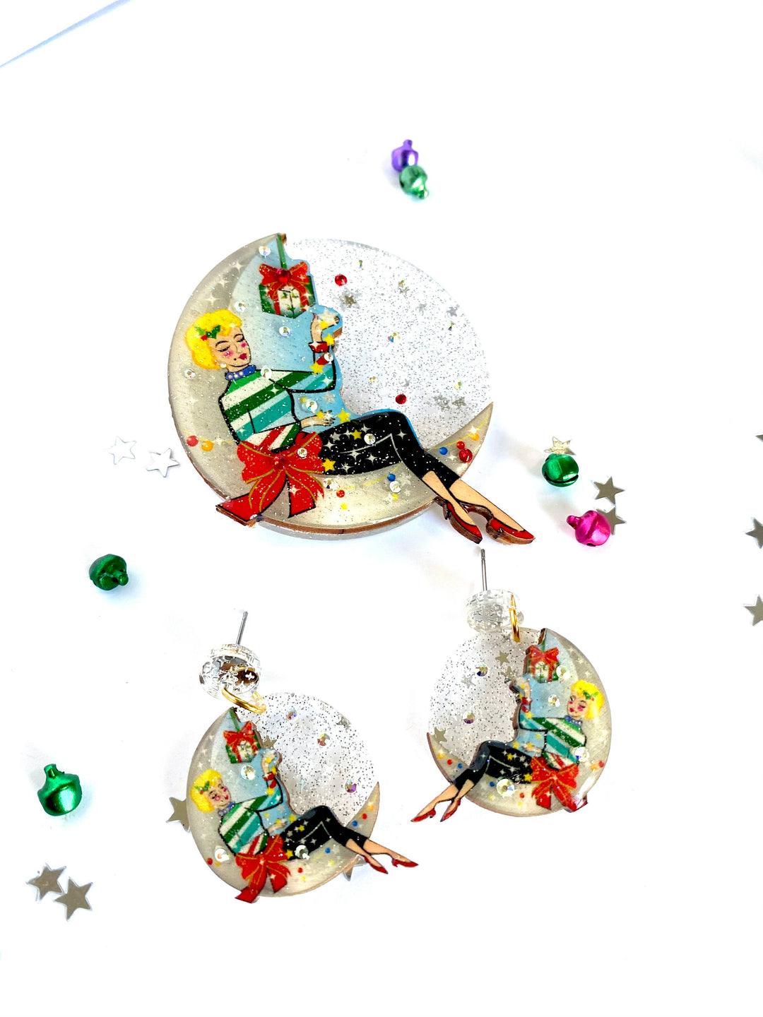 Moon Girl Christmas Brooch by Rosie Rose Parker