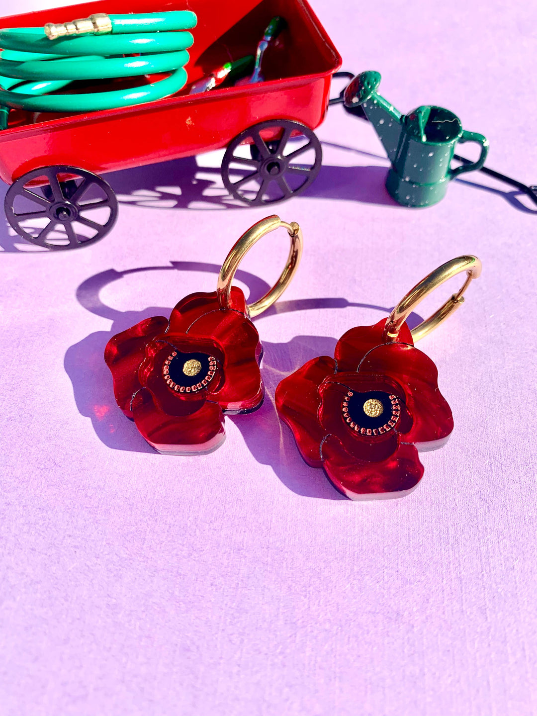 Poppy Flowers Acrylic Statement Earrings